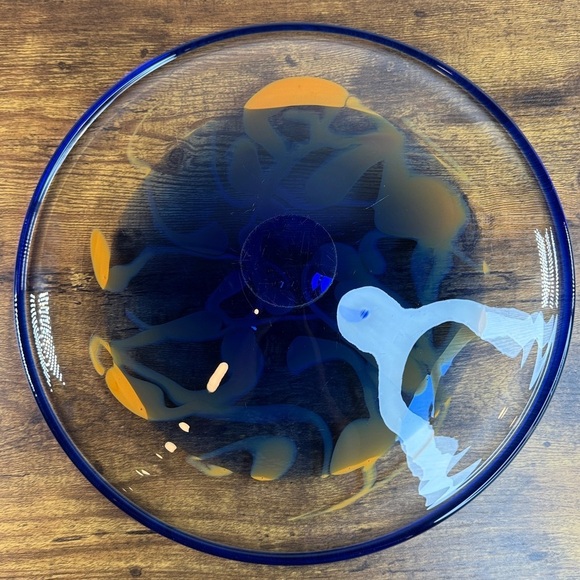 Blue and Orange Swirl Glass Plate - Picture 4 of 9